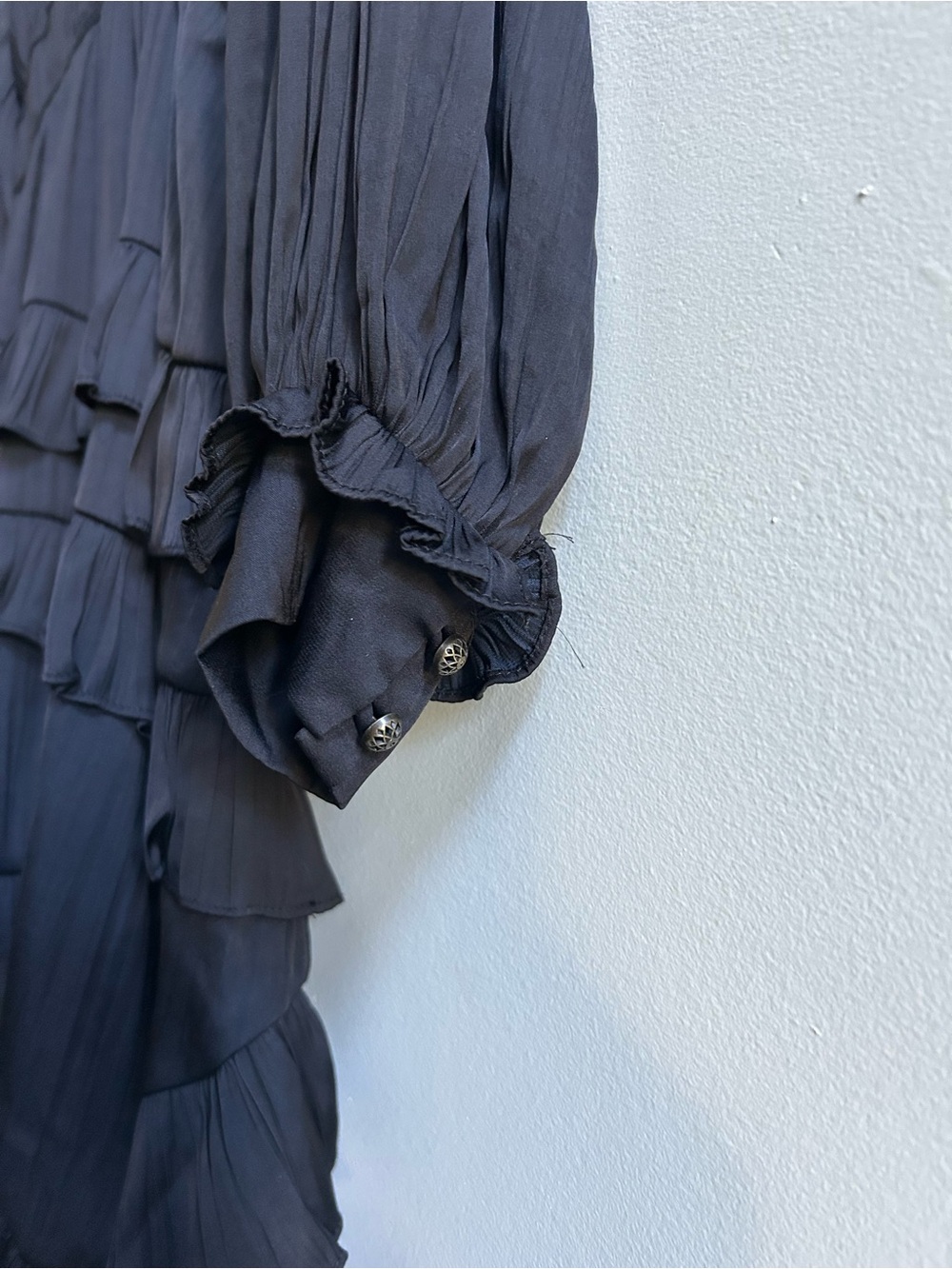 NWT Anthropologie, Size XS Tiered Ruffled Black Mini Dress - Picture 8 of 12